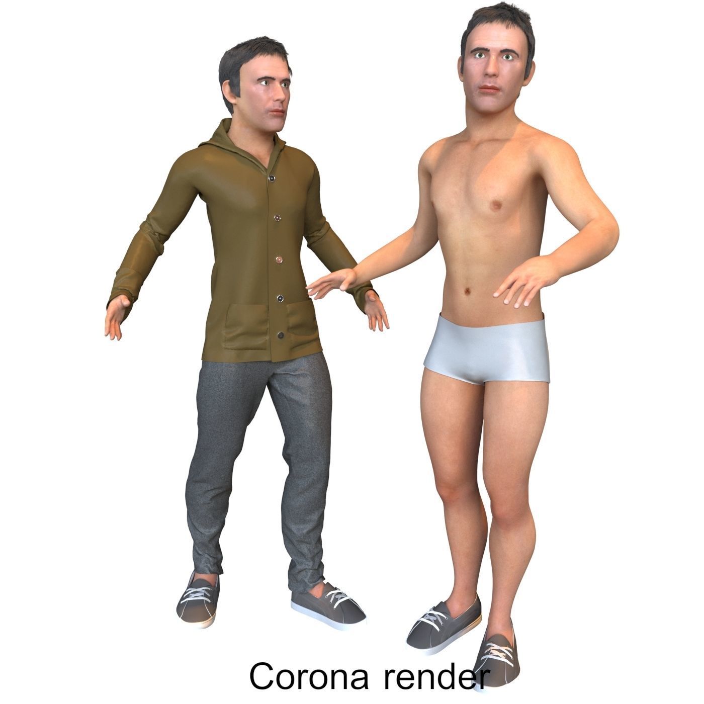 Men real cloth simulation conversation loop animated number 1 3D model_5