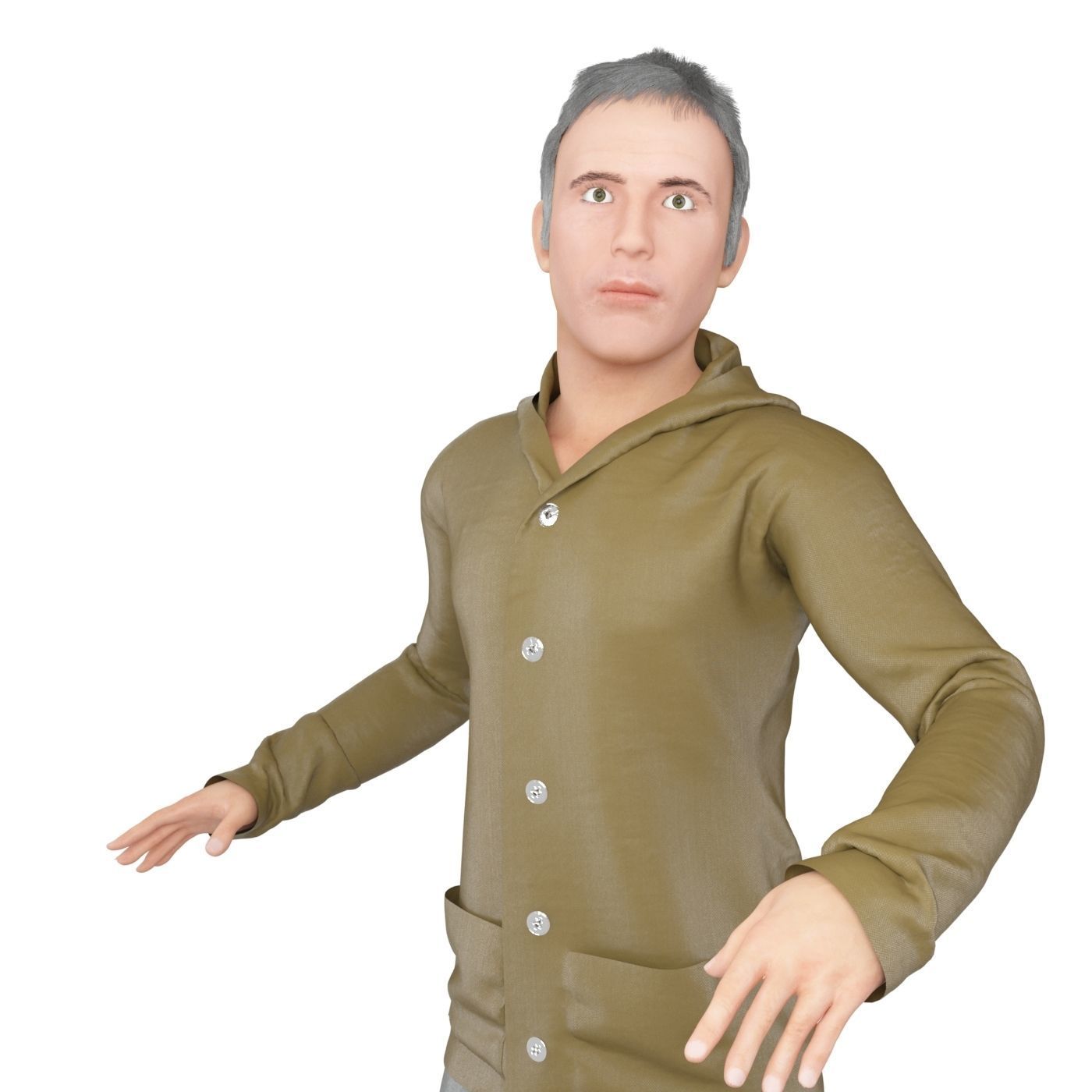 Men real cloth simulation conversation loop animated number 1 3D model_9