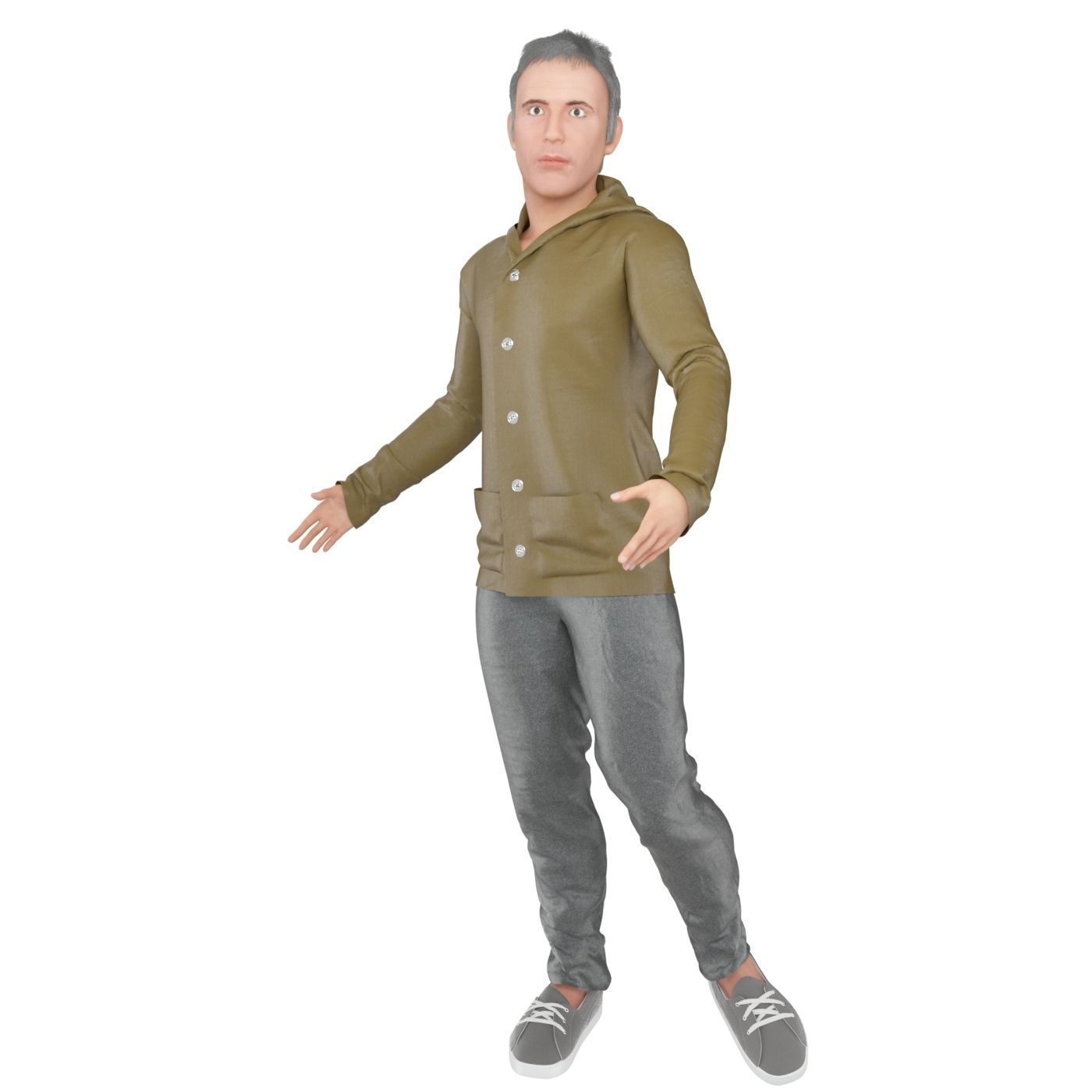 Men real cloth simulation conversation loop animated number 1 3D model_7