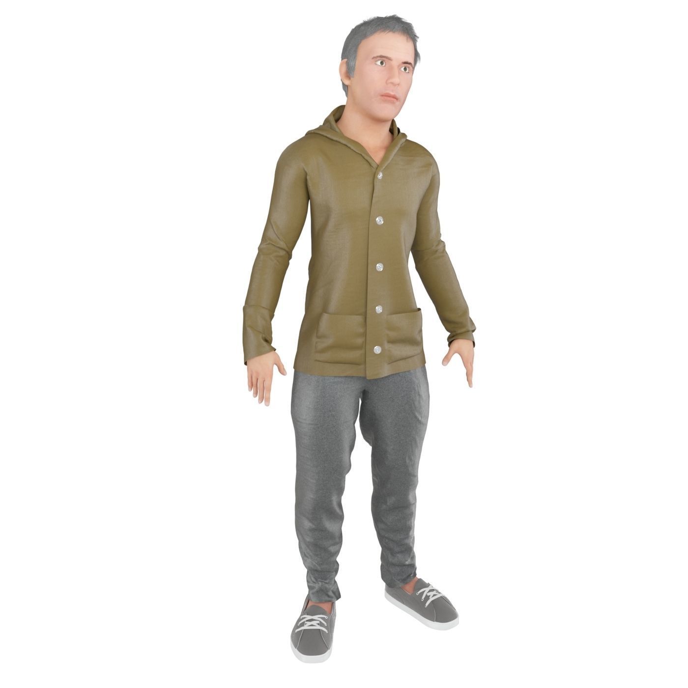 Men real cloth simulation conversation loop animated number 1 3D model_6