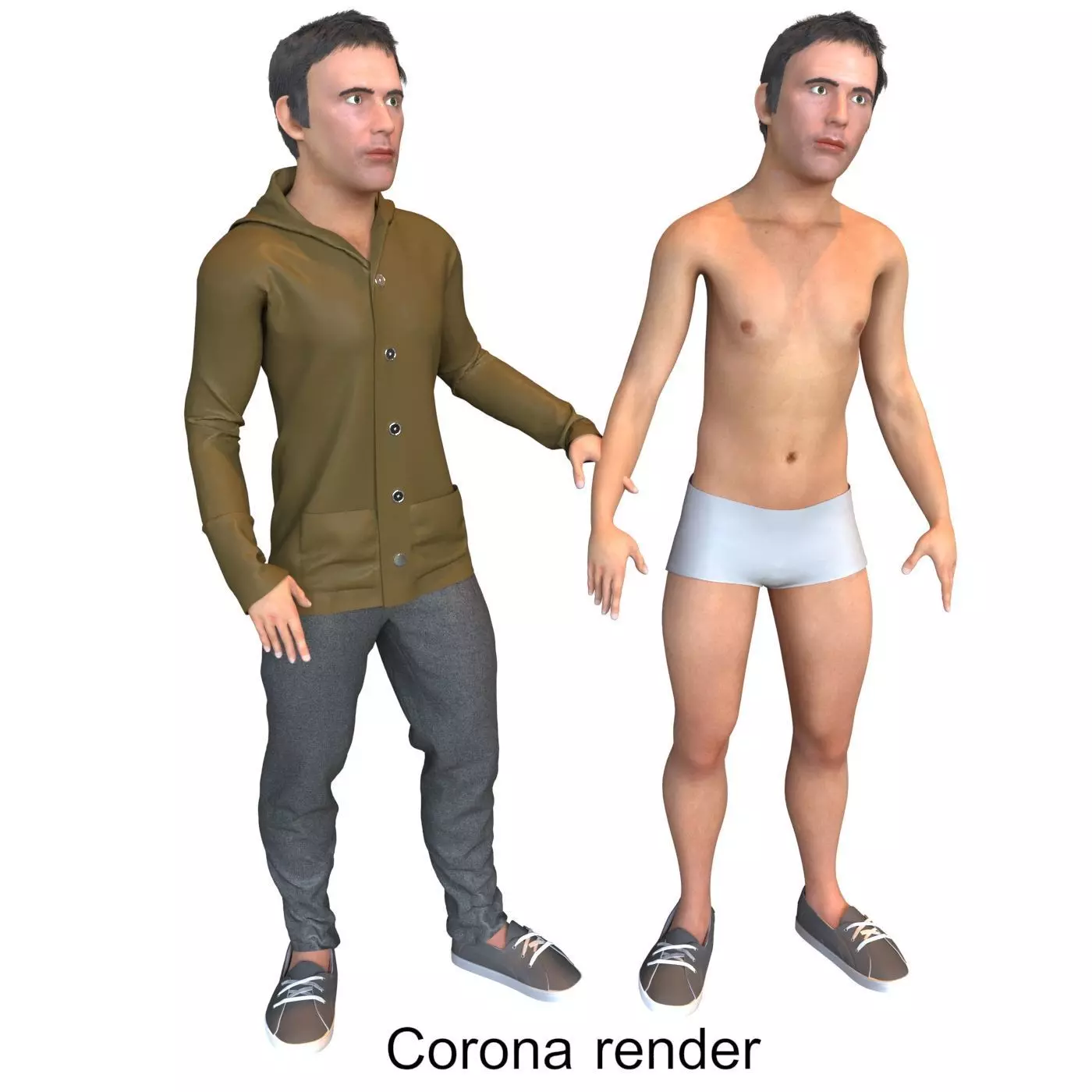 Men real cloth simulation conversation loop animated number 1 3D model_0