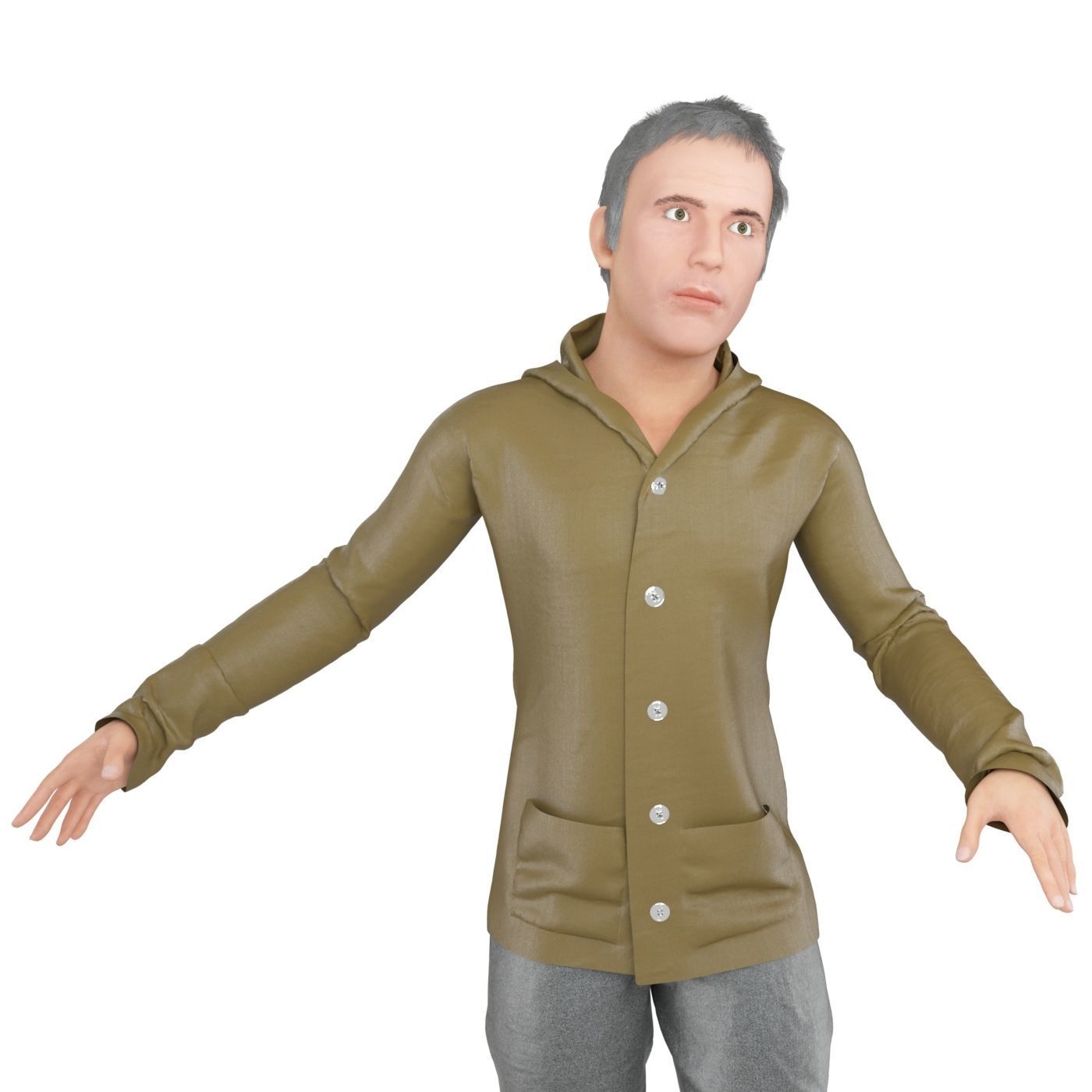 Men real cloth simulation conversation loop animated number 1 3D model_8