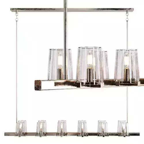 RH PAUILLAC LINEAR CHANDELIER 60 Glass shade and Nickel