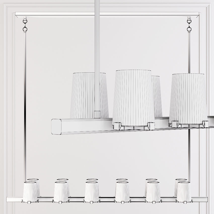 RH PAUILLAC LINEAR CHANDELIER 60 Glass shade and Nickel 3D model_1