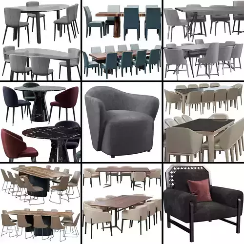 Chairs set 3 leather dining chair