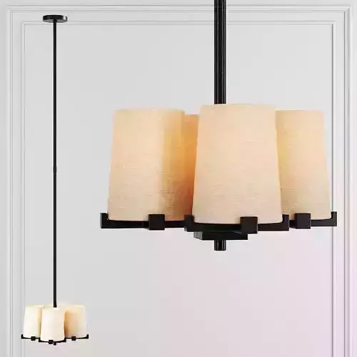 RH PAUILLAC PENDANT Fabric shade and Black