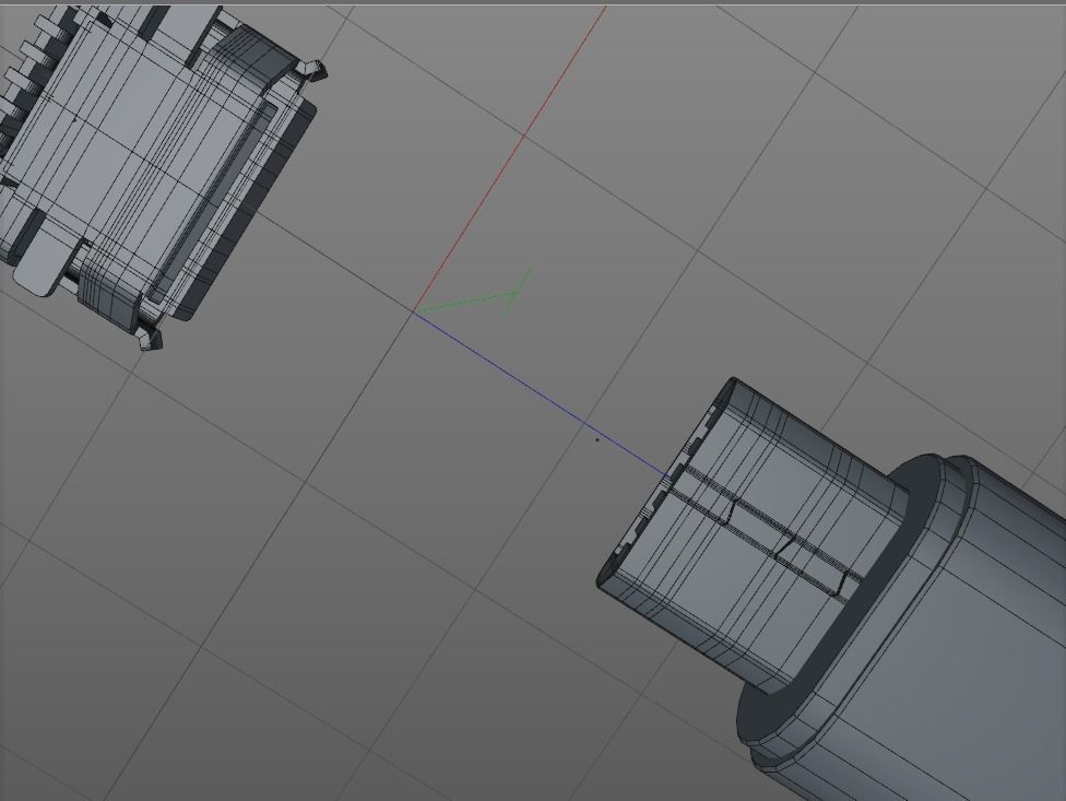 3d micro usb 2 male and female connector  3D model_5