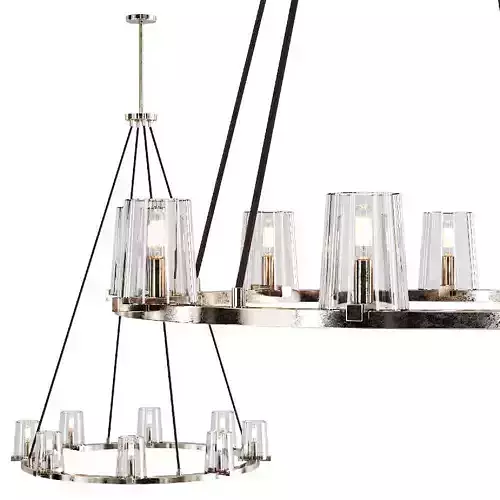 RH PAUILLAC ROUND CHANDELIER 36 Glass shade and Nickel