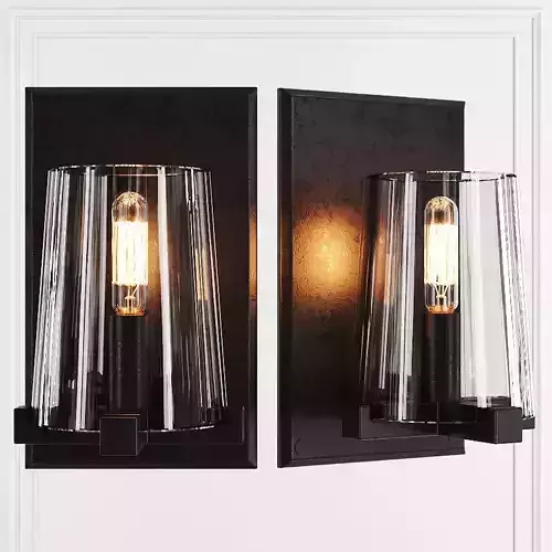 Restoration Hardware PAUILLAC SCONCE Glass shade and Black