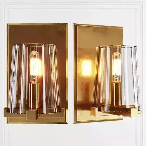 Restoration Hardware PAUILLAC SCONCE Glass shade and Brass
