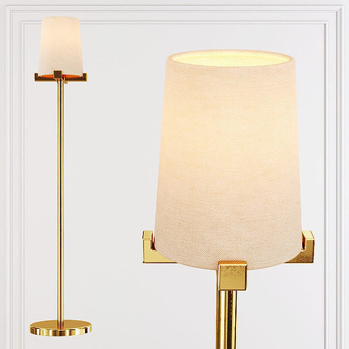Restoration Hardware PAUILLAC TABLE LAMP Fabric shade and Brass 3D model