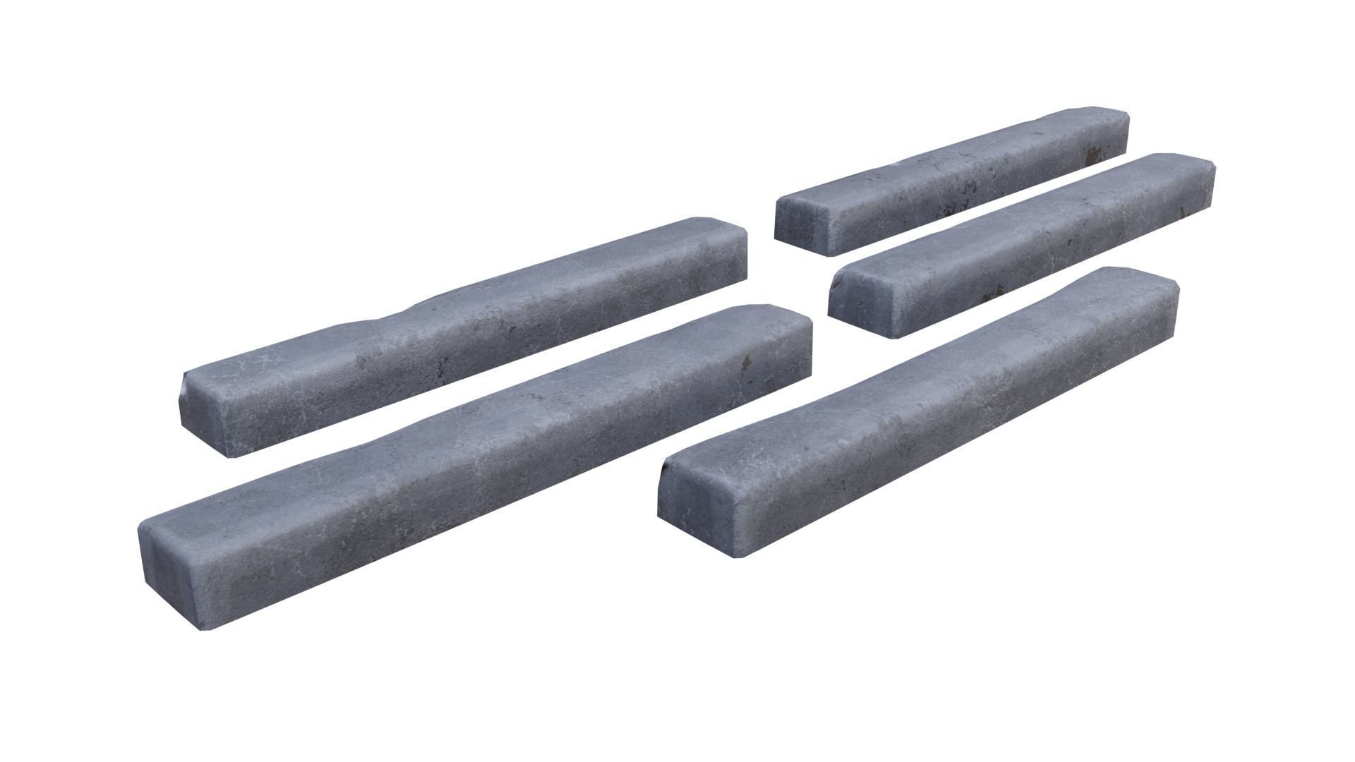 Curb set of concrete blocks Low-poly 3D model_2
