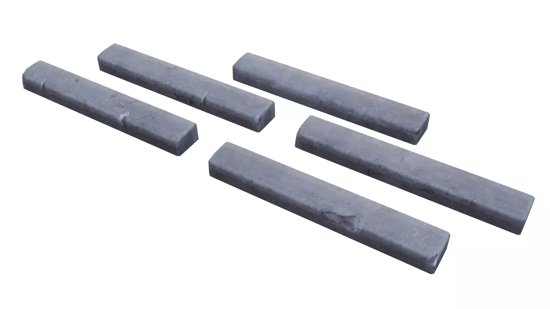 Curb set of concrete blocks Low-poly 3D model_0