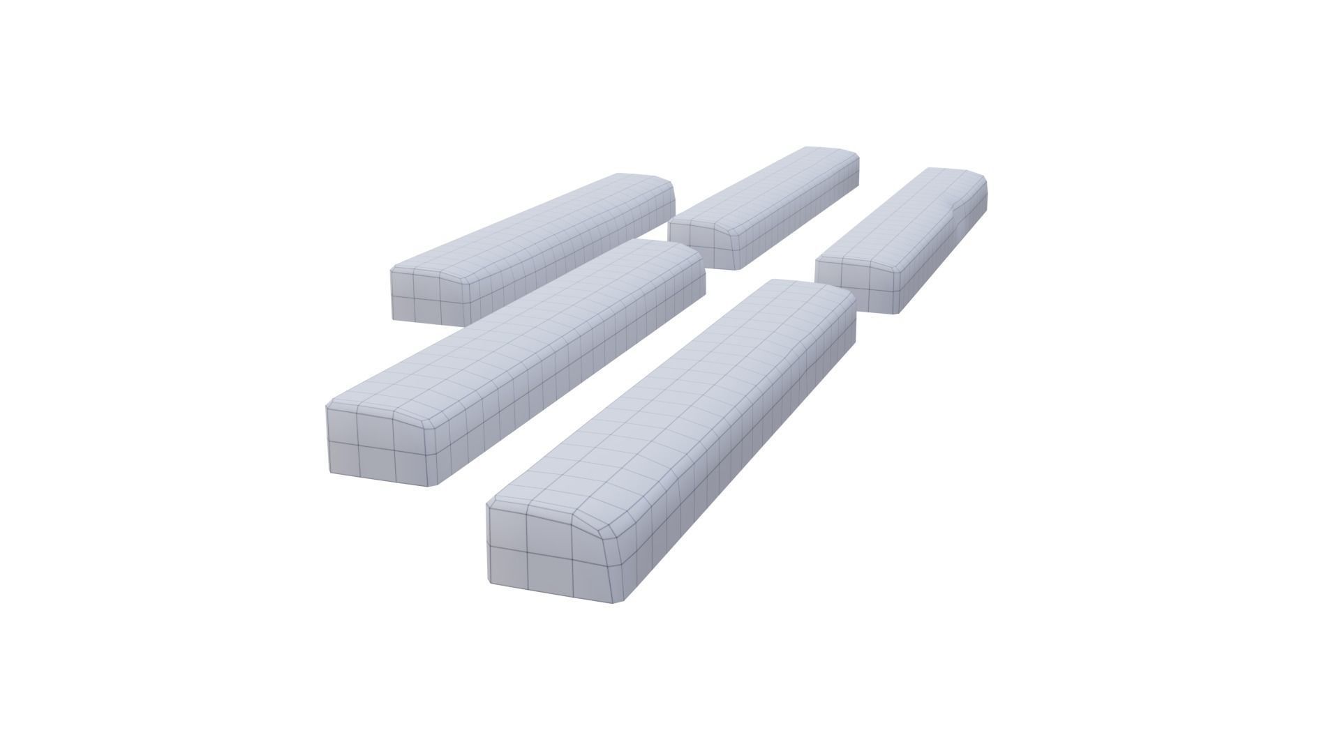 Curb set of concrete blocks Low-poly 3D model_7