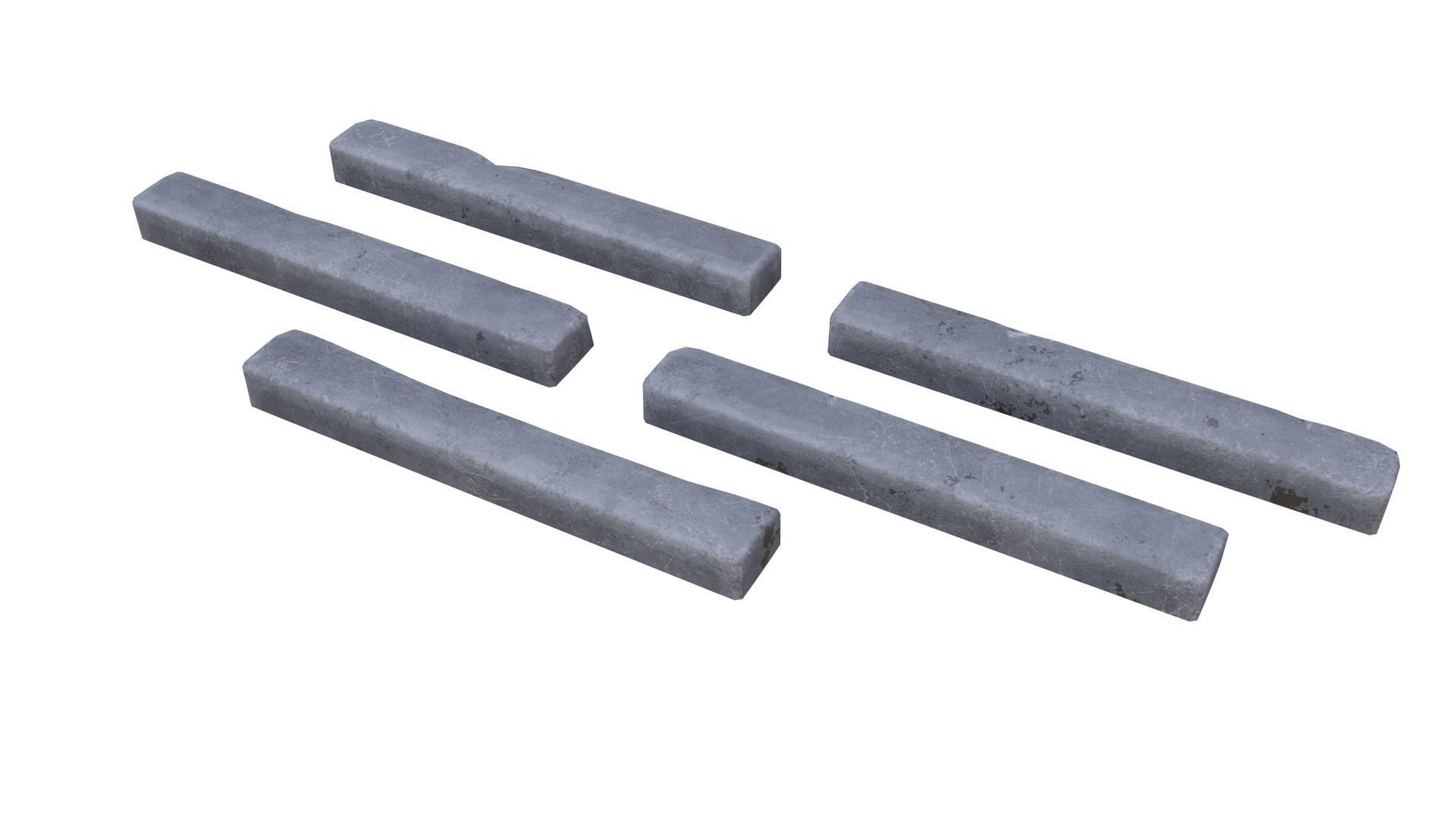 Curb set of concrete blocks Low-poly 3D model_3