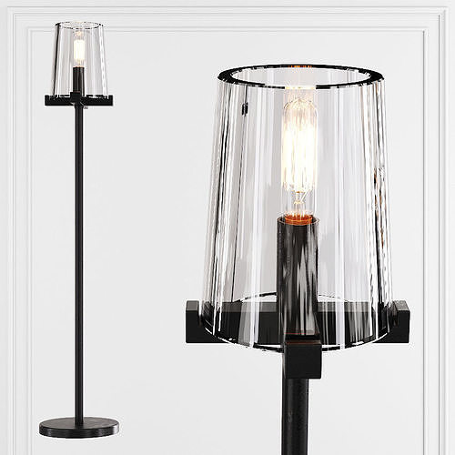 Restoration Hardware PAUILLAC TABLE LAMP Glass shade and Black 3D model