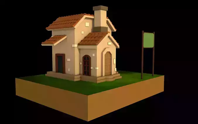 Cartoon House Low poly