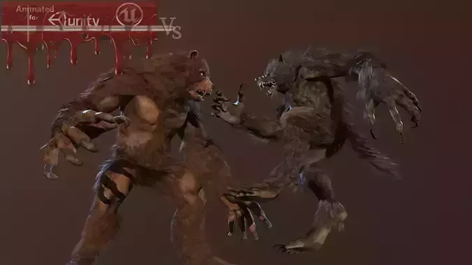 WereBear vs Werewolf 3D Model Collection