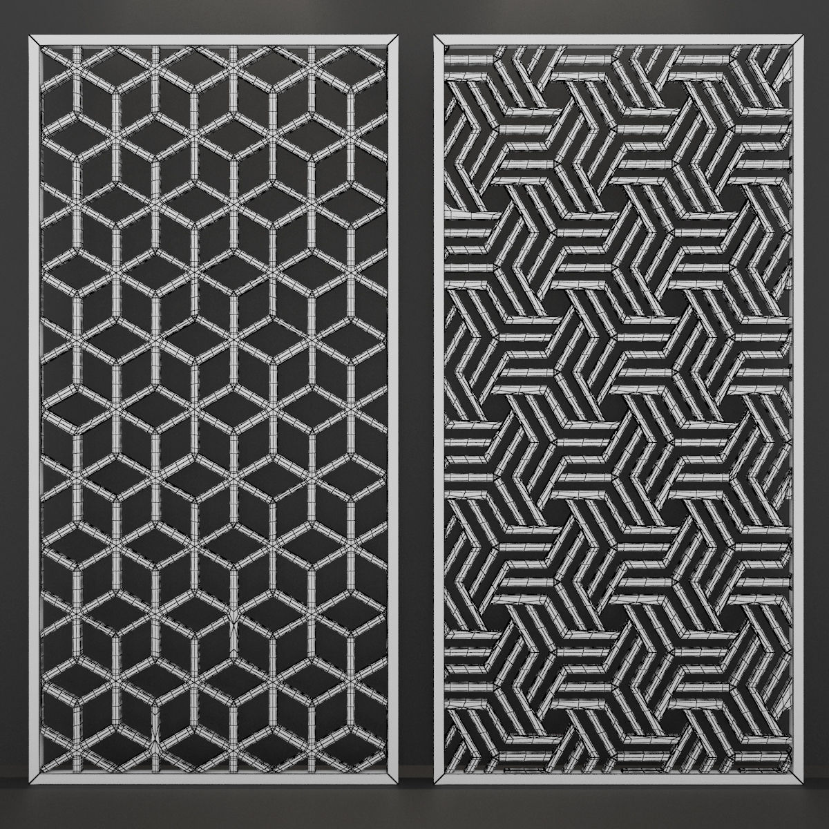 10 Set CNC Wall Partition 3d Panel 3D model_7