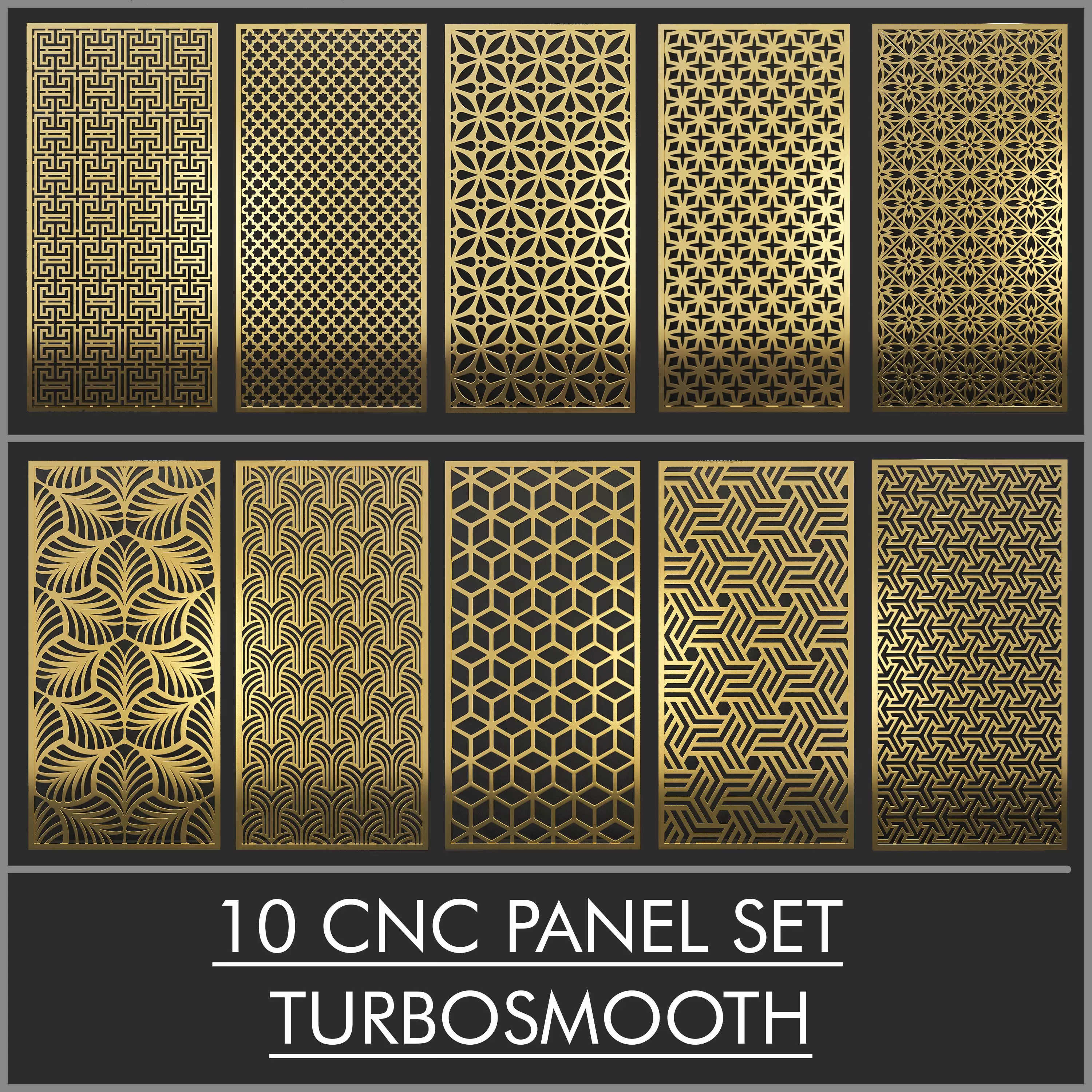 10 Set CNC Wall Partition 3d Panel 3D model_0