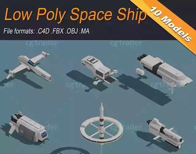 Low Poly Space Ship Isometric Icon