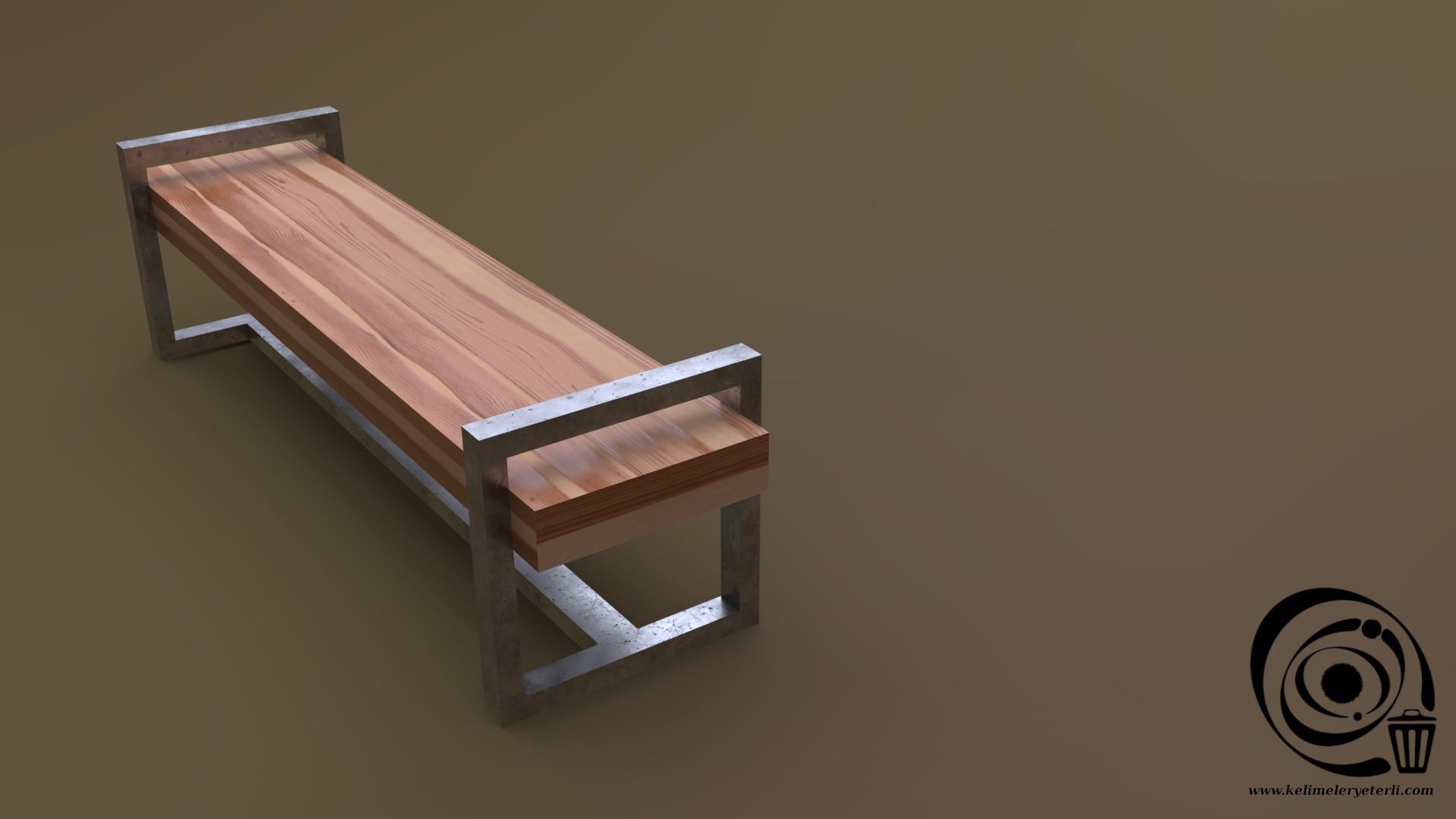 Bench 17 Low-poly 3D model_1