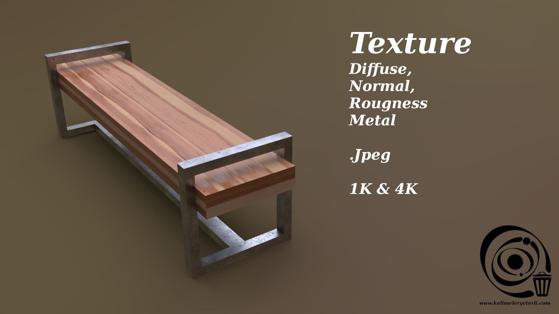 Bench 17 Low-poly 3D model_4