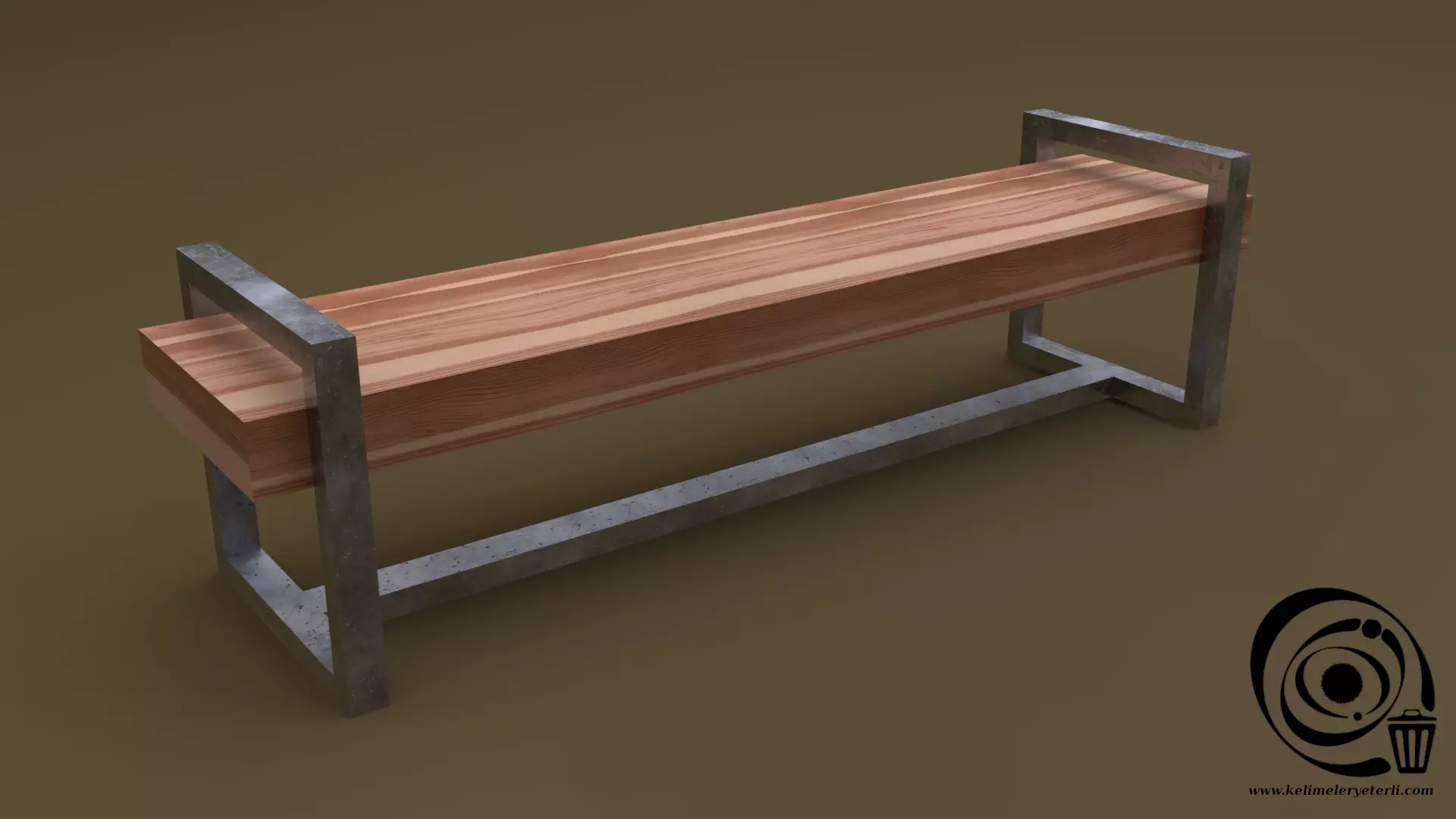 Bench 17 Low-poly 3D model_0