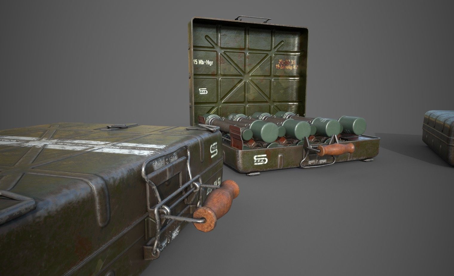 WWII Stielhandgranate M24 Case with Stielhandgranate M24 grenade Low-poly 3D model_5
