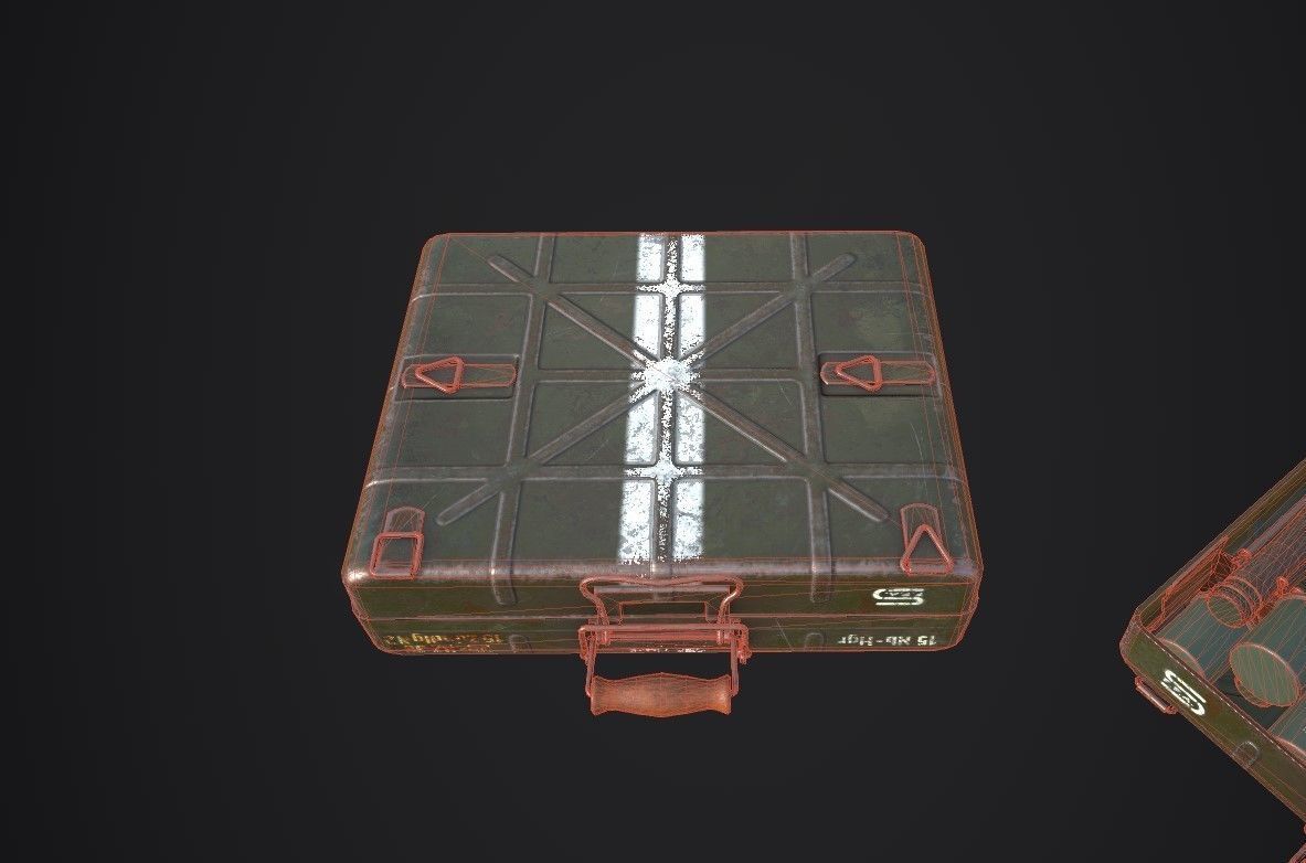 WWII Stielhandgranate M24 Case with Stielhandgranate M24 grenade Low-poly 3D model_9