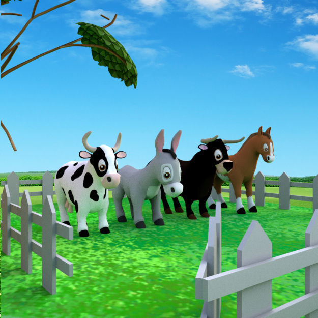 Cartoon Farm Package 16 Animals and World Low-poly 3D model_5
