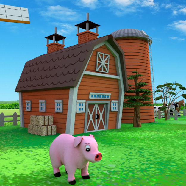Cartoon Farm Package 16 Animals and World Low-poly 3D model_4
