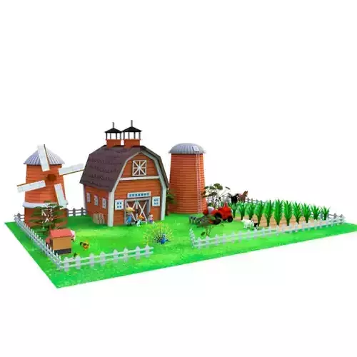 Cartoon Farm Package 16 Animals and World