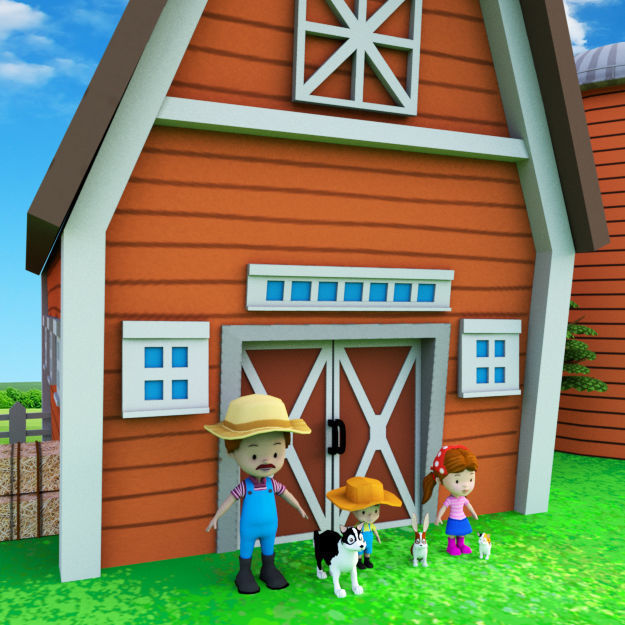 Cartoon Farm Package 16 Animals and World Low-poly 3D model_1