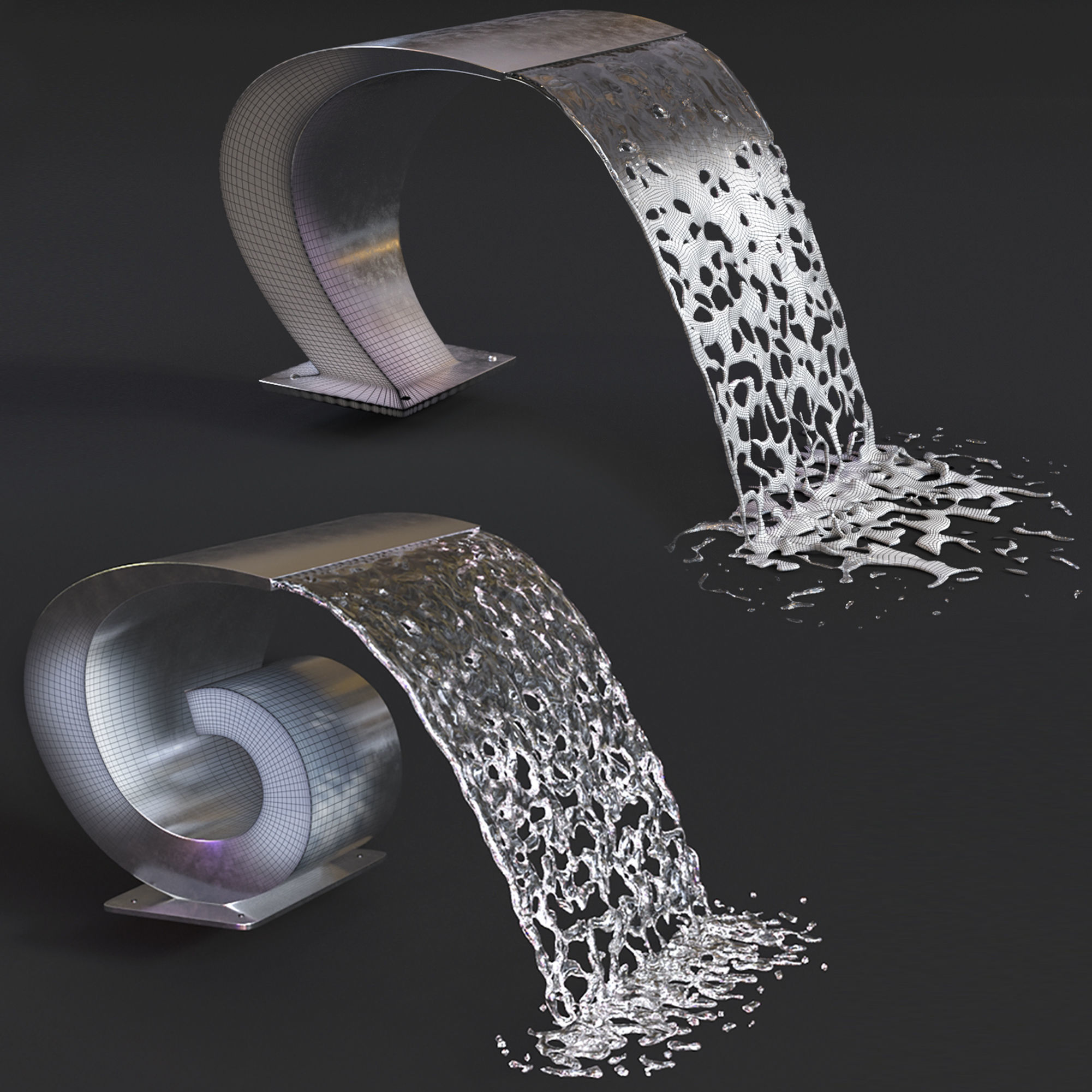 Waterfall Cobra and Snail and  wide Cascade  3D model_2