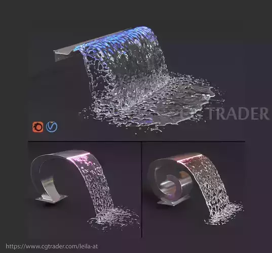  Waterfall Cobra and Snail and  wide Cascade  3D model