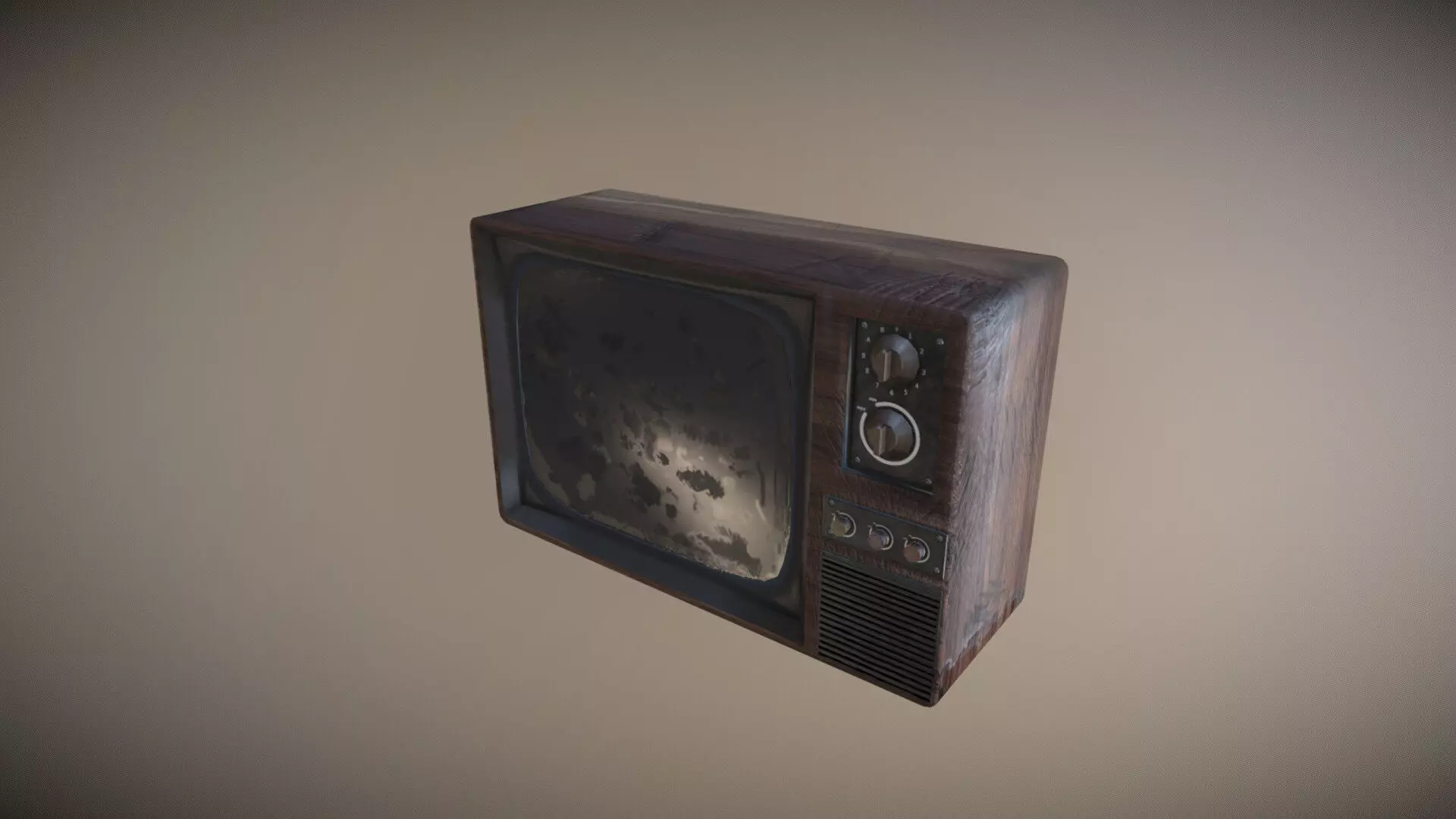 Old TV Low-poly 3D model_0