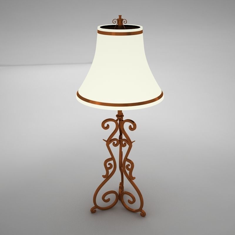 lamp024 ornate table lamp with shade 3D model_2