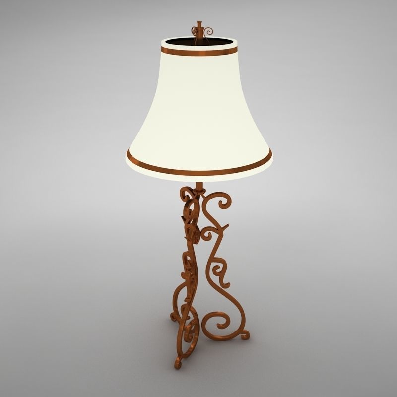 lamp024 ornate table lamp with shade 3D model_1