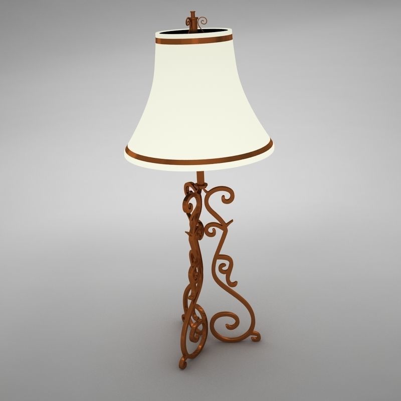 lamp024 ornate table lamp with shade 3D model_4