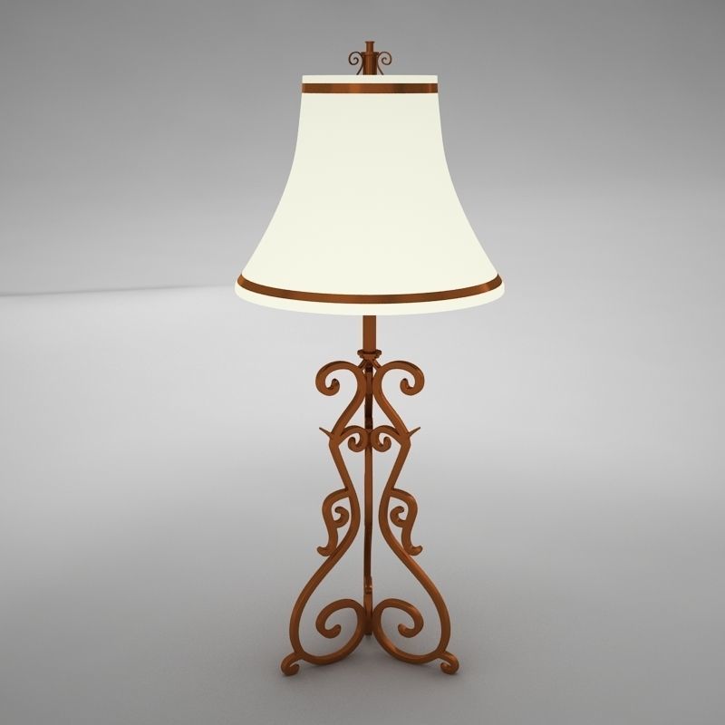 lamp024 ornate table lamp with shade 3D model_3