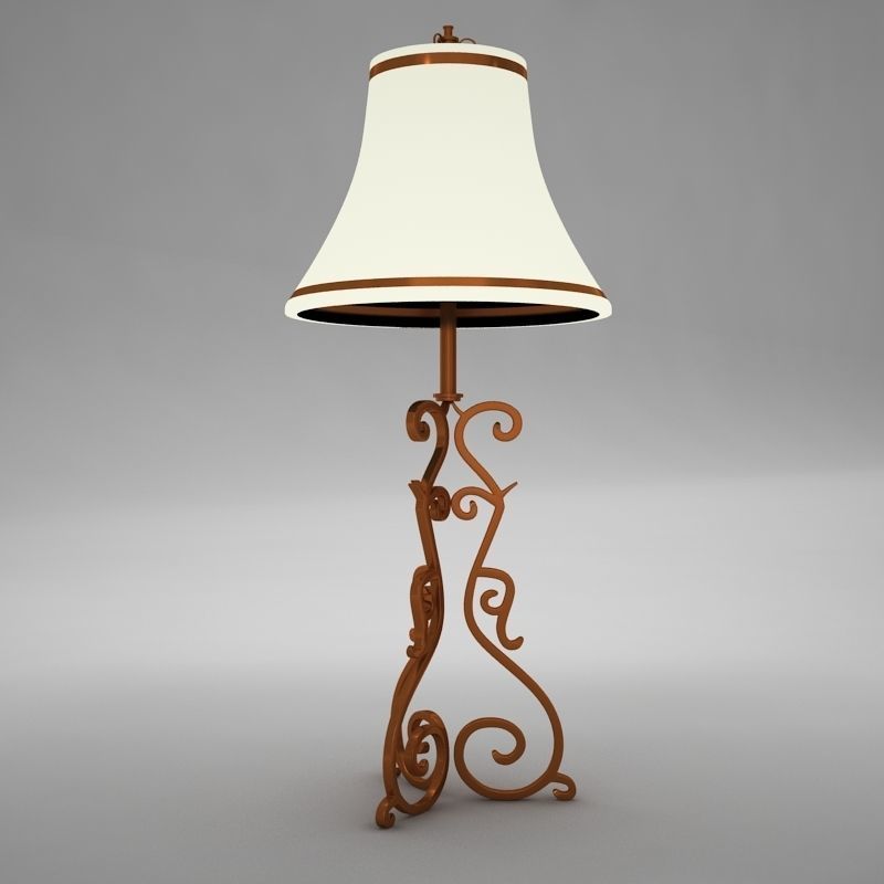 lamp024 ornate table lamp with shade 3D model_5