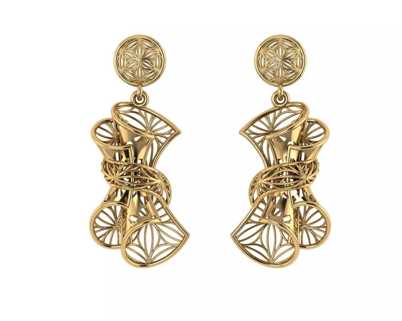 vizyon set gold filigree bow pendant 3D model_0