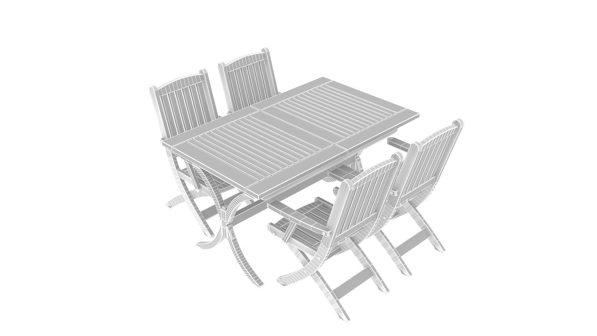 Garden Table and Chairs 3D model_3