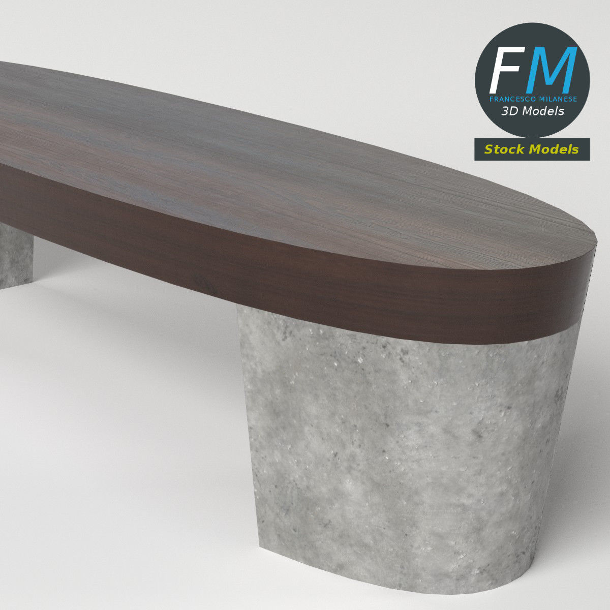 Oval bench 3D model_5