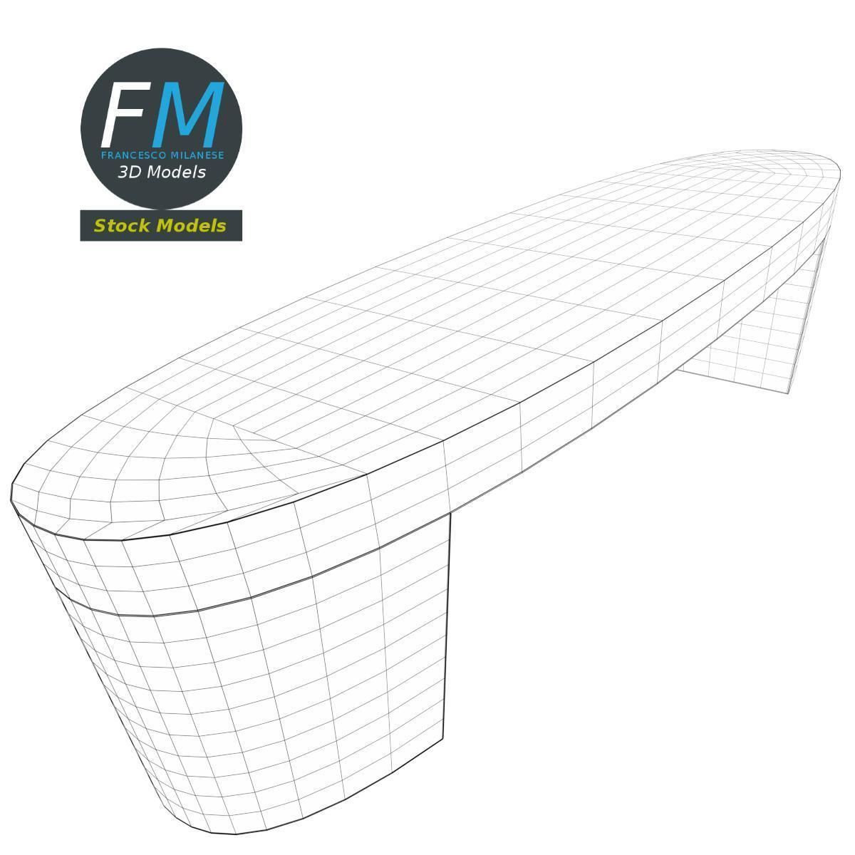 Oval bench 3D model_7