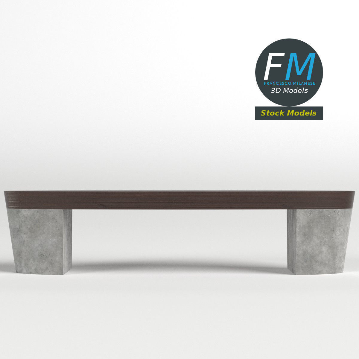 Oval bench 3D model_3
