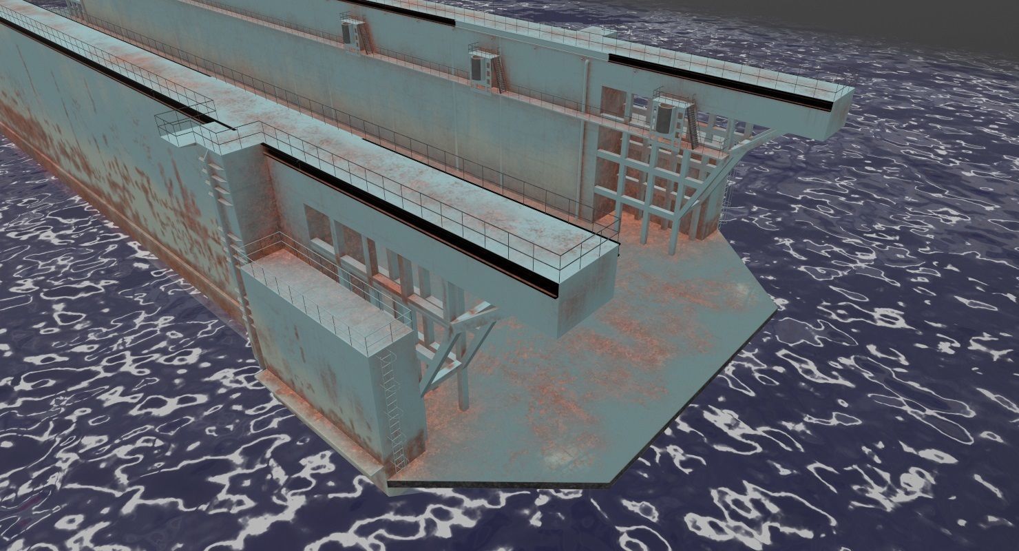 Floating Dock 1 Low-poly 3D model_5