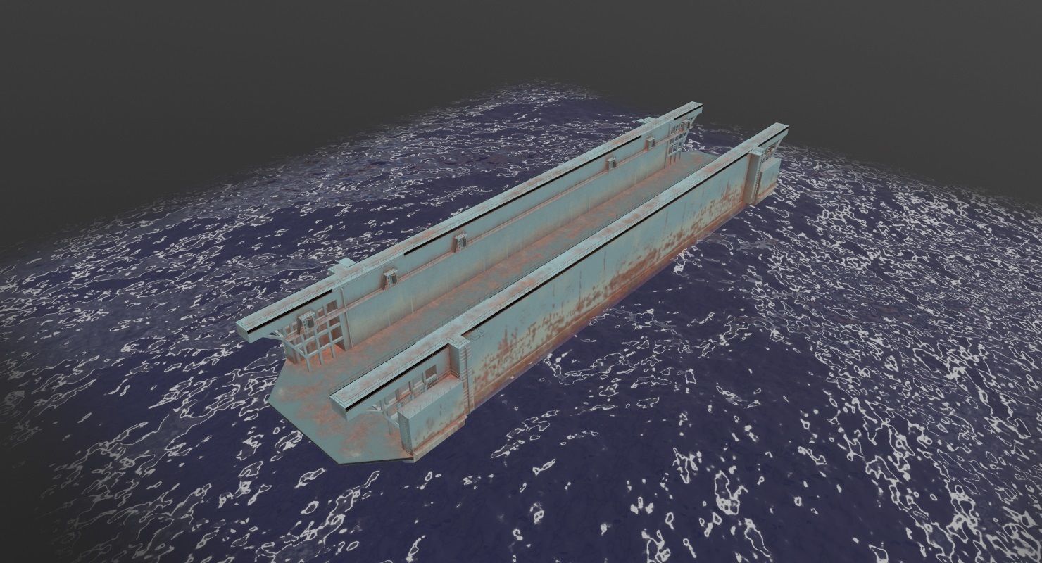 Floating Dock 1 Low-poly 3D model_2