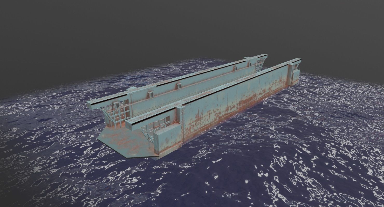 Floating Dock 1 Low-poly 3D model_3